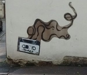 Stroud Graffiti: Unspooling cassette tape